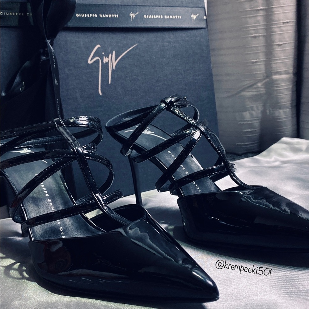 giuseppe zanotti NIB black parent strappy heels - Picture 3 of 11